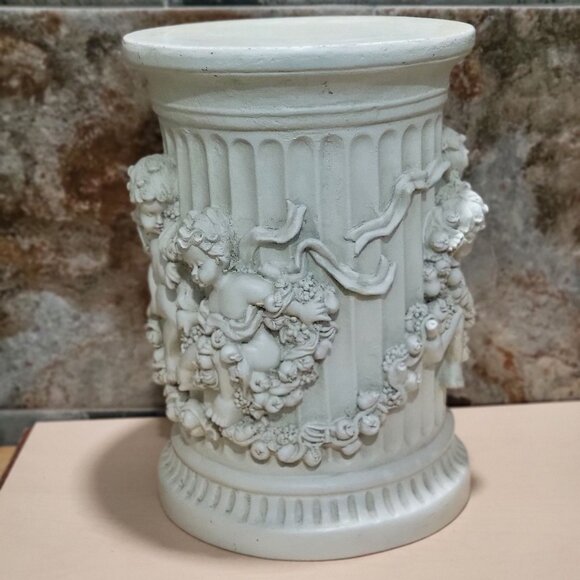 Decorative Column Pillar Plaster Cherub Carving Putti Floral Leafy Motif - Picture 2 of 13